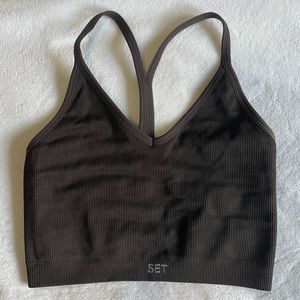 SET ACTIVE Sculptflex Ribbed V Bra in Espresso
